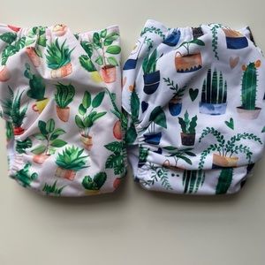 Cloth Diapers (2) - Happy Beehinds - Never Worn - Washed in Tide - Plants